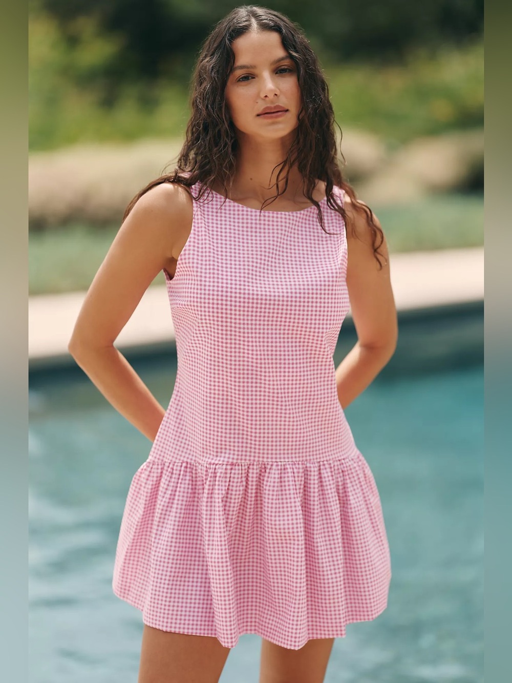Peixoto Addison Pink Gingham Mini Drop Waist Dress